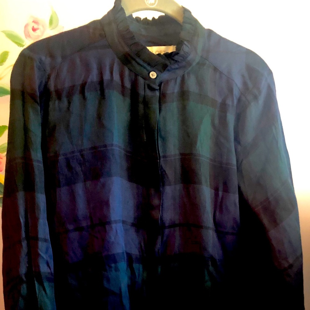 NWT - Loft Button up Plaid Blouse